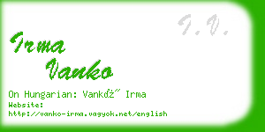 irma vanko business card